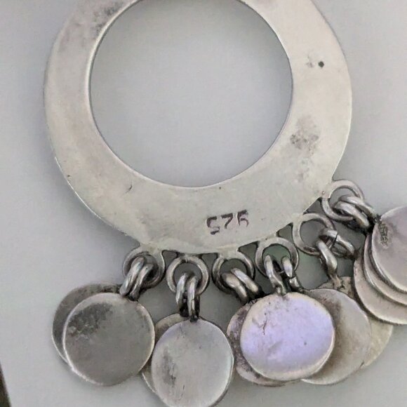 JANE DIAZ Dancing Paillette 925 Silver Circular Dangle Disc Pierced Earrings - Picture 6 of 9